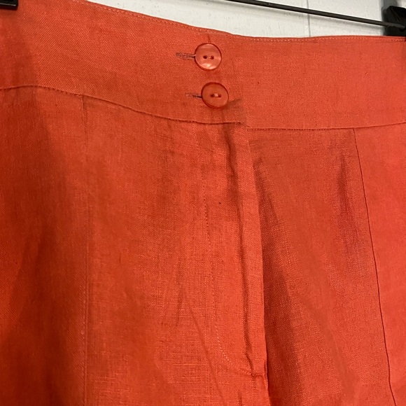 Annie Alexander Pants - Annie Alexander Cropped Pants Wmns Sz 12 Coral Linen Trousers w/ Lining Wide Leg